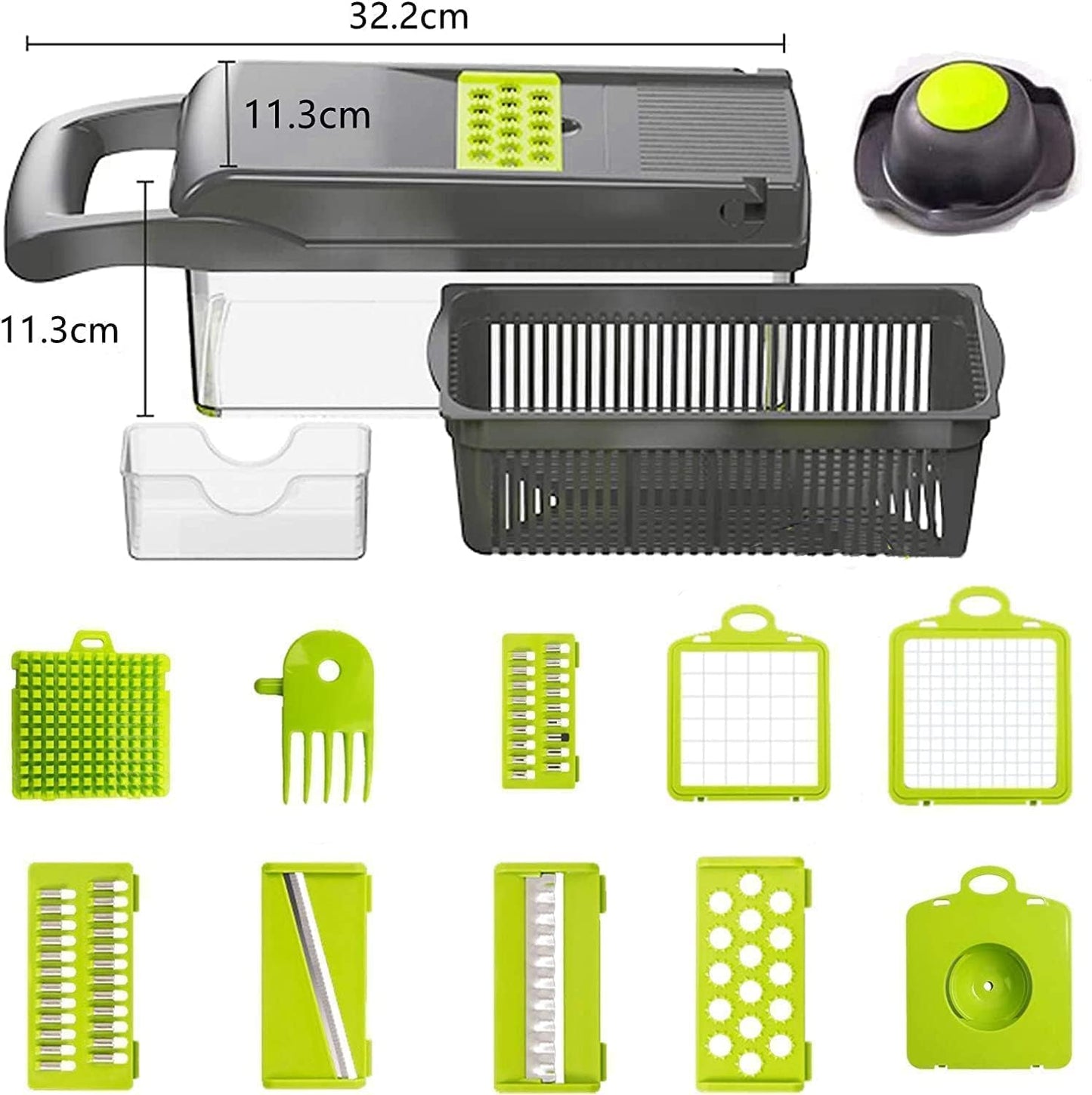 Vegetable Chopper 14 In 1 Mandoline Slicer Multi-Function Kitchen  7 Replaceable Stainless Steel Vegetable Cutter With Egg Separator Hand Guard Grater For Onion Potato Fruit
