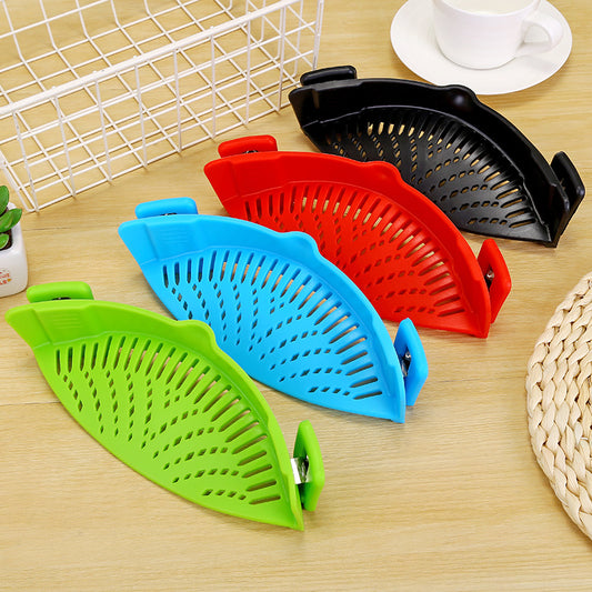 Hands-free Heat Resistant Food Strainer for Pasta Vegetables Noodles Ground Beef, Universal Fits all Pots and Bowls