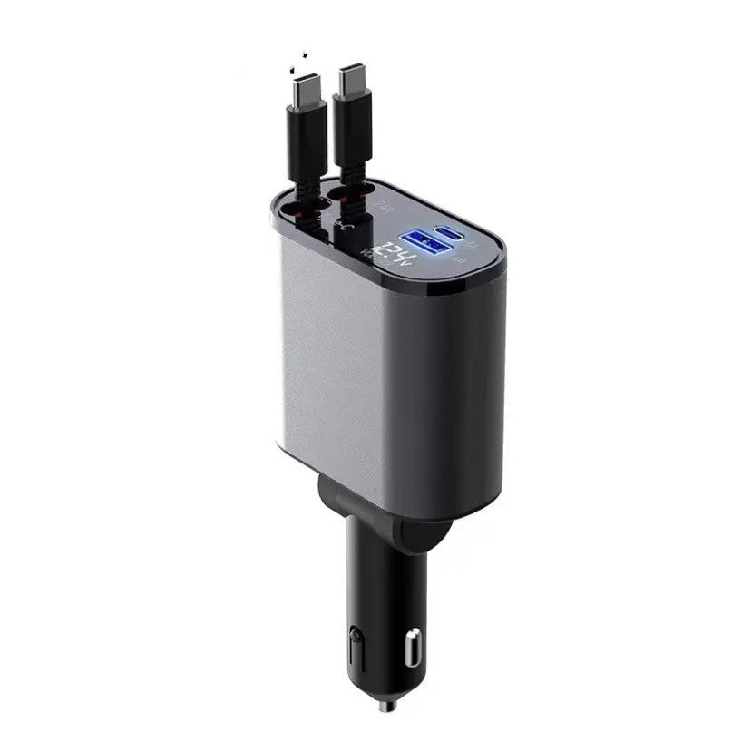 Super Fast Retractable Charging Car Cigarette Lighter USB And TYPE-C Adapter