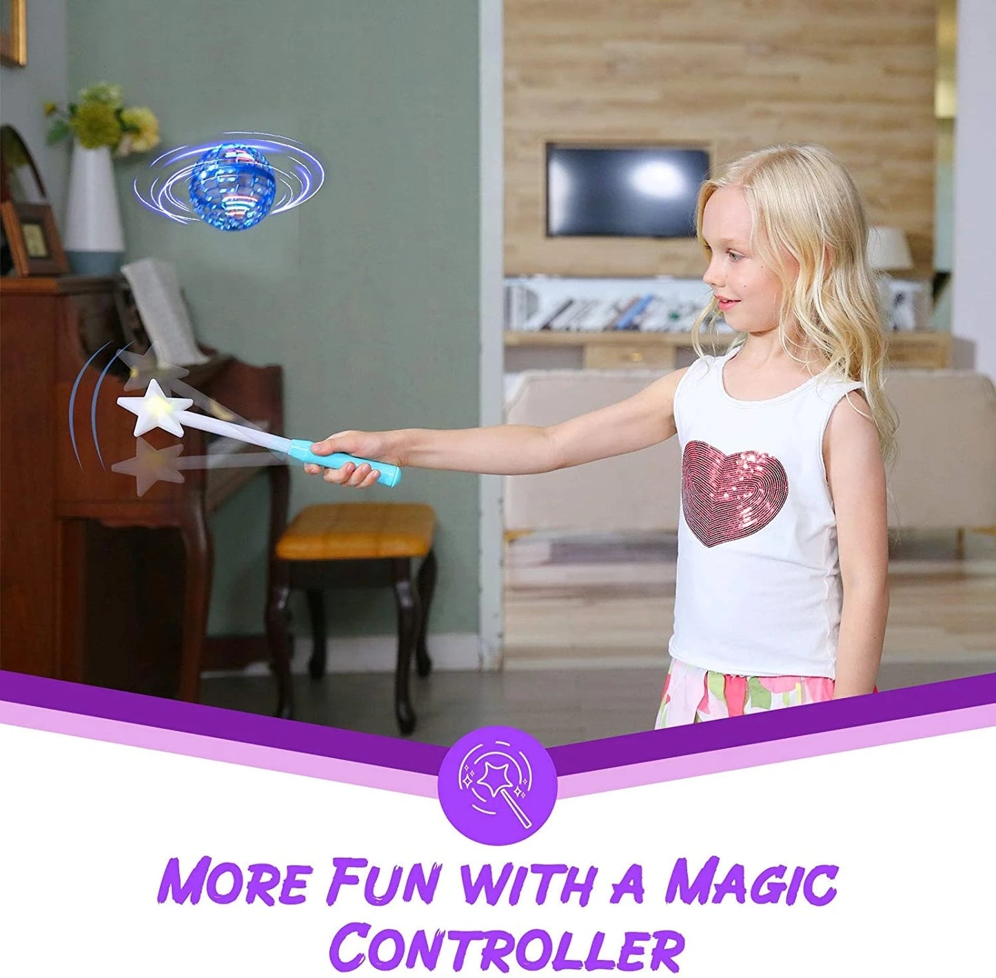 Flying Ball Spinner Toy Hand Controlled Drone Helicopter 360 Rotating Mini UFO With Light Kids Gifts