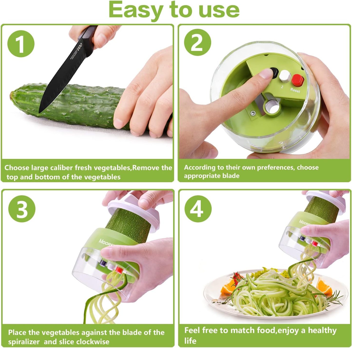 4-in-1 Handheld Spiralizer: Your Ultimate Veggie Zoodle Maker