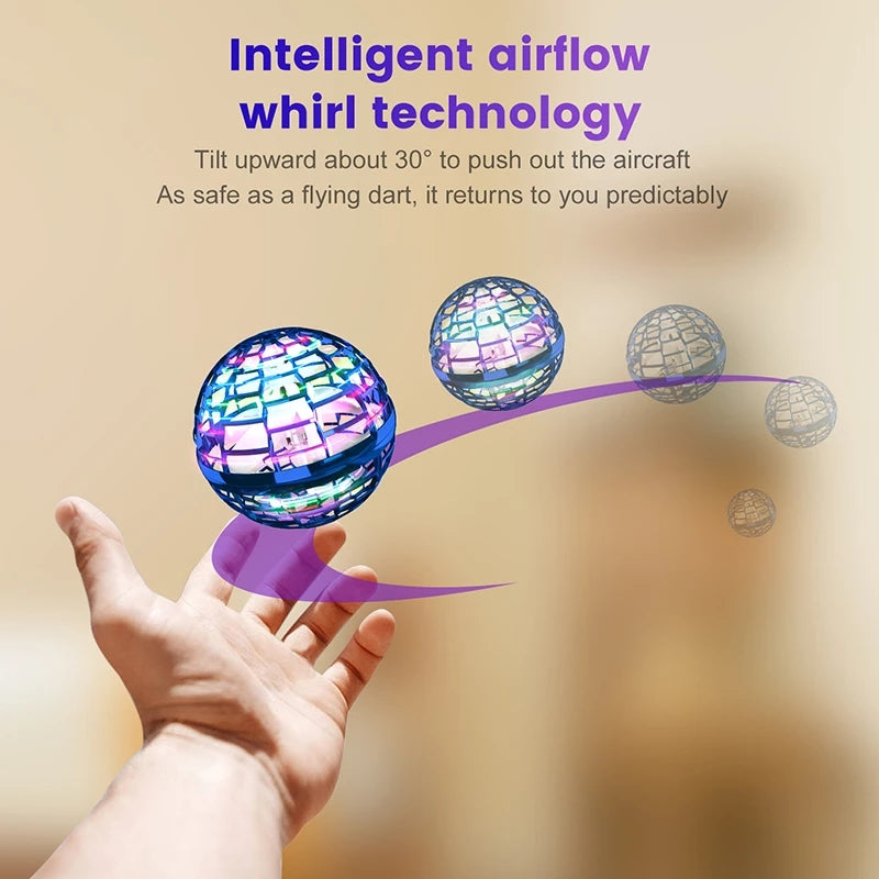 Flying Ball Spinner Toy Hand Controlled Drone Helicopter 360 Rotating Mini UFO With Light Kids Gifts