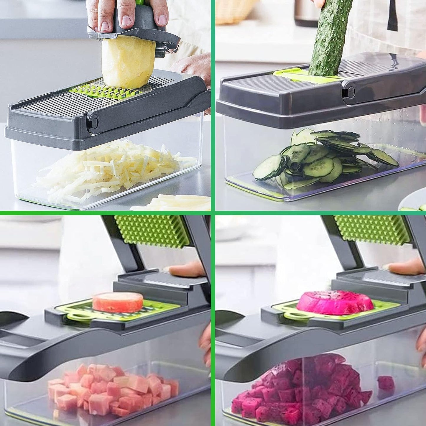 Vegetable Chopper 14 In 1 Mandoline Slicer Multi-Function Kitchen  7 Replaceable Stainless Steel Vegetable Cutter With Egg Separator Hand Guard Grater For Onion Potato Fruit