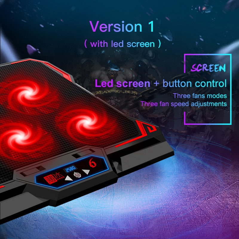 Laptop Cooling Pad, Laptop Cooler with 6 Quiet Led Fans for 15.6-17 Inch Laptop Cooling Fan Stand, Portable Ultra Slim USB Powered Gaming Laptop Cooling Pad, Switch Control Fan Speed Function