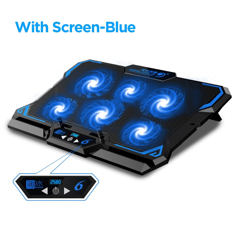 Laptop Cooling Pad, Laptop Cooler with 6 Quiet Led Fans for 15.6-17 Inch Laptop Cooling Fan Stand, Portable Ultra Slim USB Powered Gaming Laptop Cooling Pad, Switch Control Fan Speed Function
