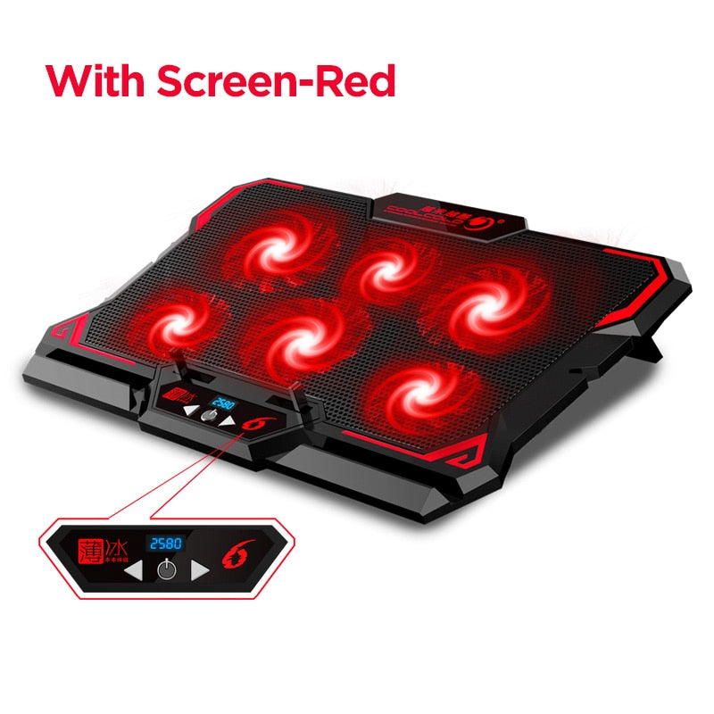 Laptop Cooling Pad, Laptop Cooler with 6 Quiet Led Fans for 15.6-17 Inch Laptop Cooling Fan Stand, Portable Ultra Slim USB Powered Gaming Laptop Cooling Pad, Switch Control Fan Speed Function
