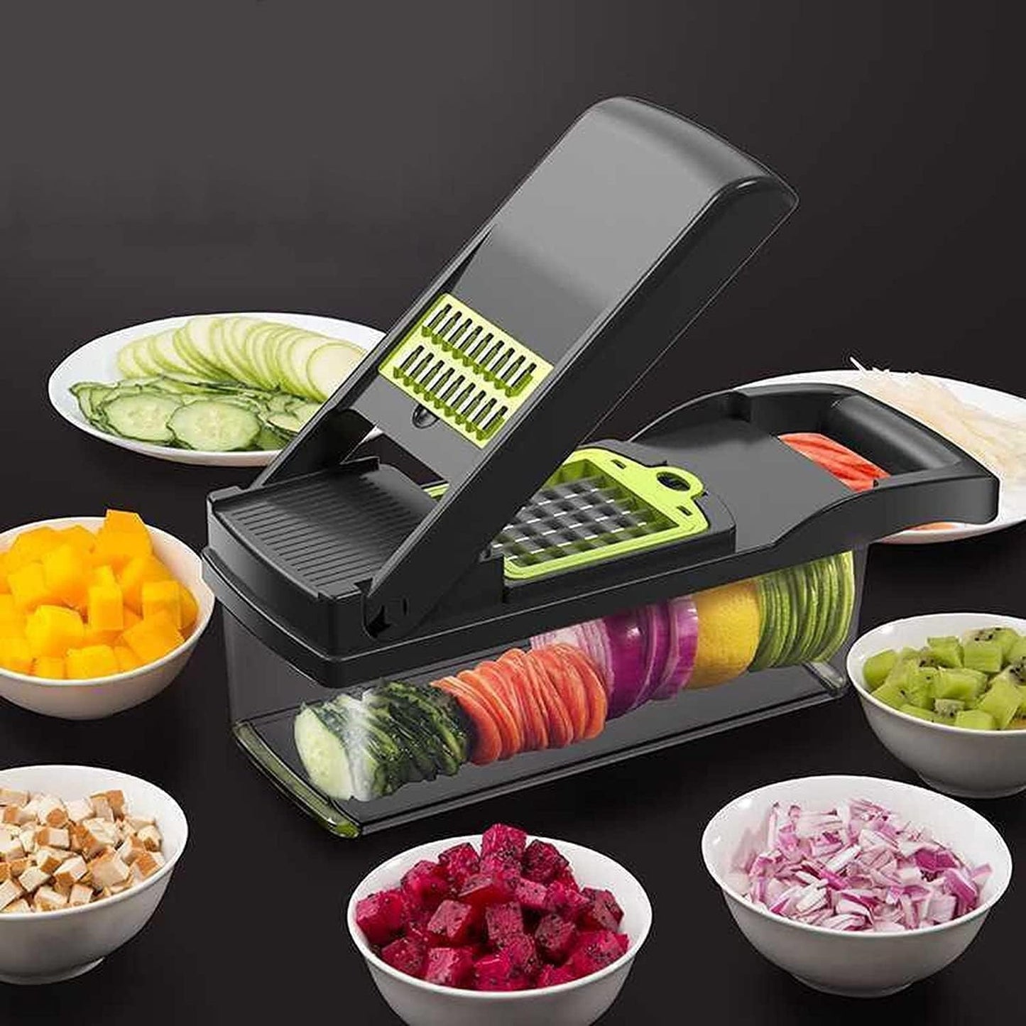 Vegetable Chopper 14 In 1 Mandoline Slicer Multi-Function Kitchen  7 Replaceable Stainless Steel Vegetable Cutter With Egg Separator Hand Guard Grater For Onion Potato Fruit