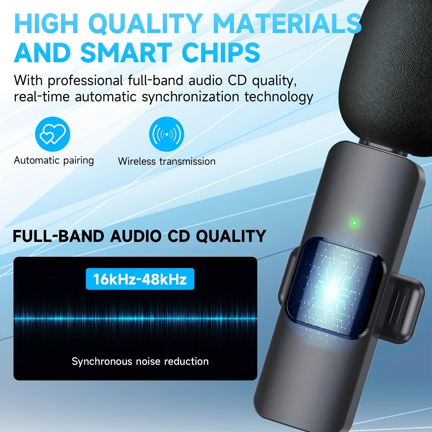 Wireless Lapel Microphone For IPhone IPad Professional Wireless Clip Mic - Cordless Omnidirectional Condenser Recording Mic For Interview Video Podcast Vlog YouTube