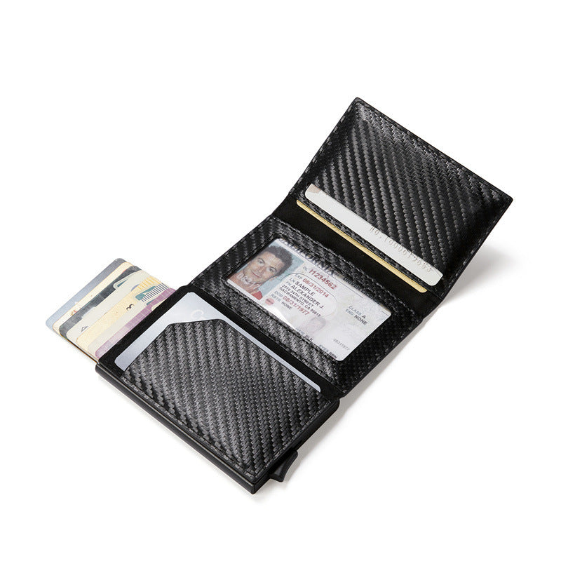 Carbon Fiber Pattern Magnetic Tracker Multi-function Card Holder
