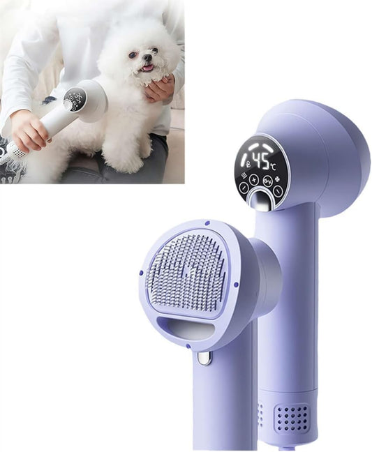 "2-in-1 Dog Hair Dryer and Brush Combo - Quiet & Efficient Grooming Tool for Small to Medium Pets"