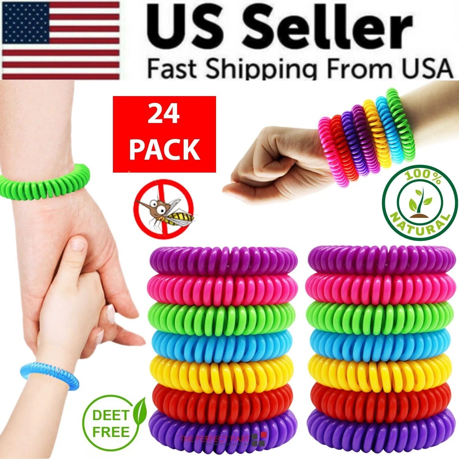 24 Pack anti Bug Insect Pest Repellent Bracelet Wrist Band Natural Protection US