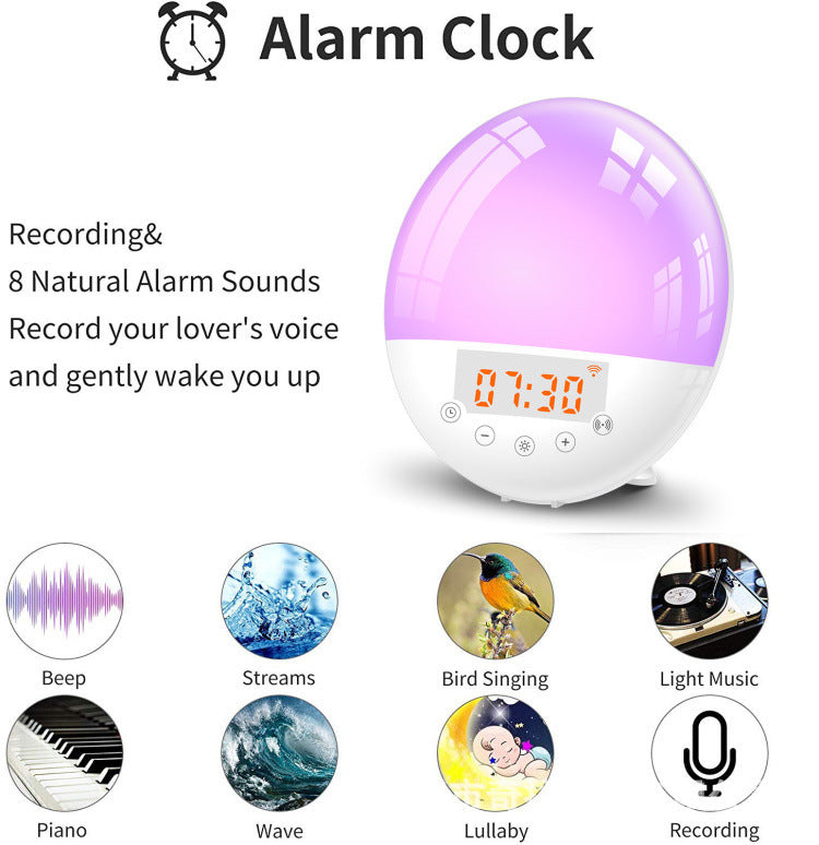 Wifi voice control smart wake-up light alarm clock sunrise natural wake-up light