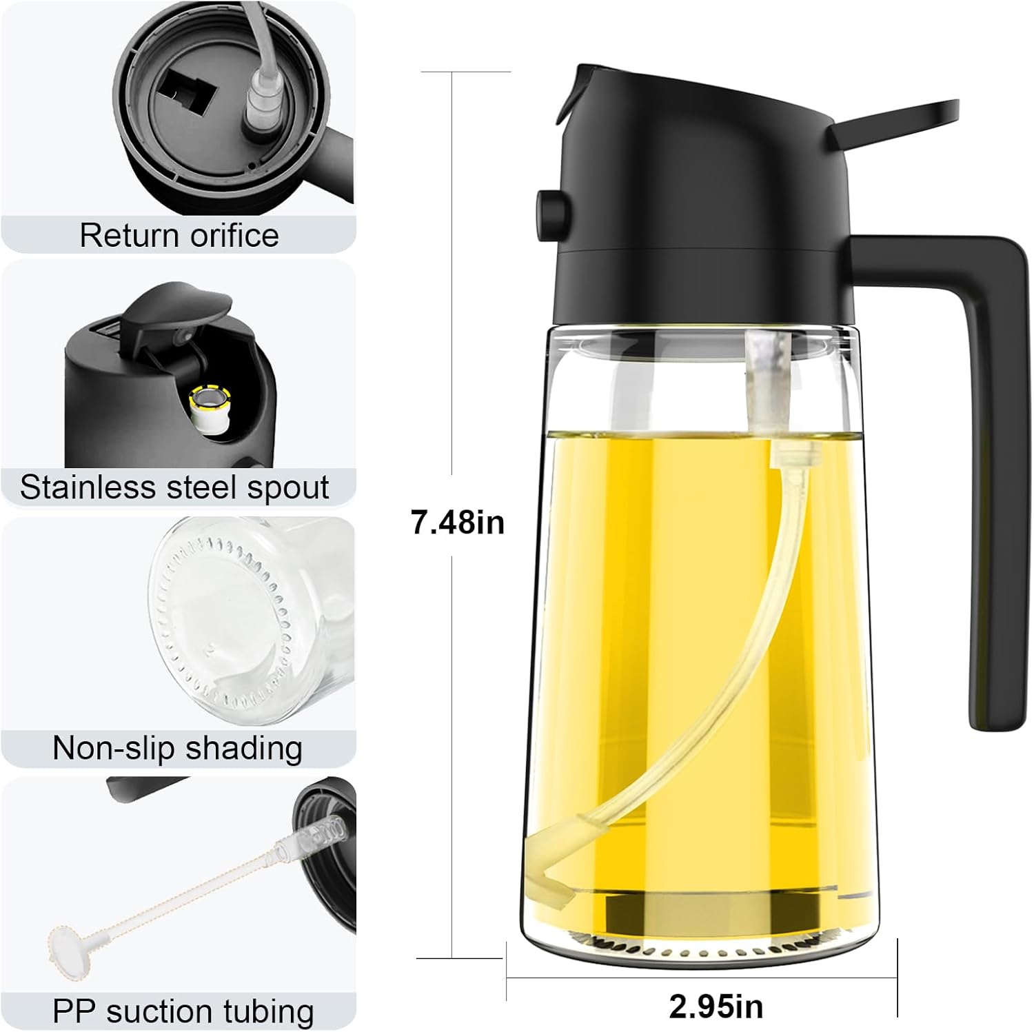 "2-in-1 Olive Oil Dispenser Bottle with Comfortable Handle - Perfect for Cooking and Grilling!"