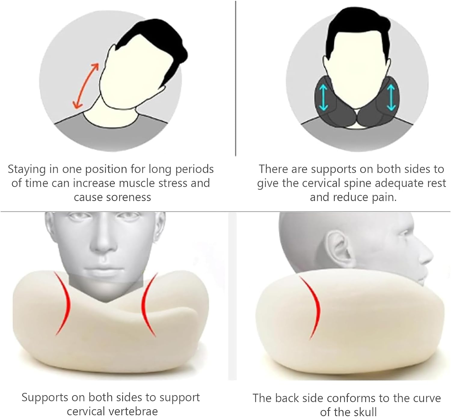 "Memory Foam Travel Neck Pillow - 360° Support for Airplanes"