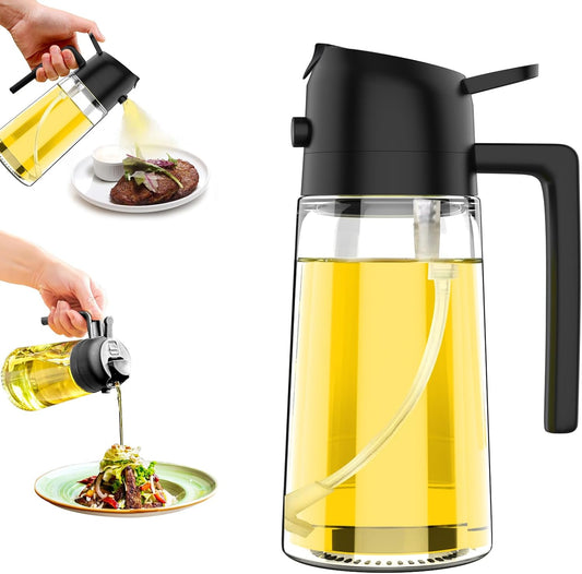 "2-in-1 Olive Oil Dispenser Bottle with Comfortable Handle - Perfect for Cooking and Grilling!"