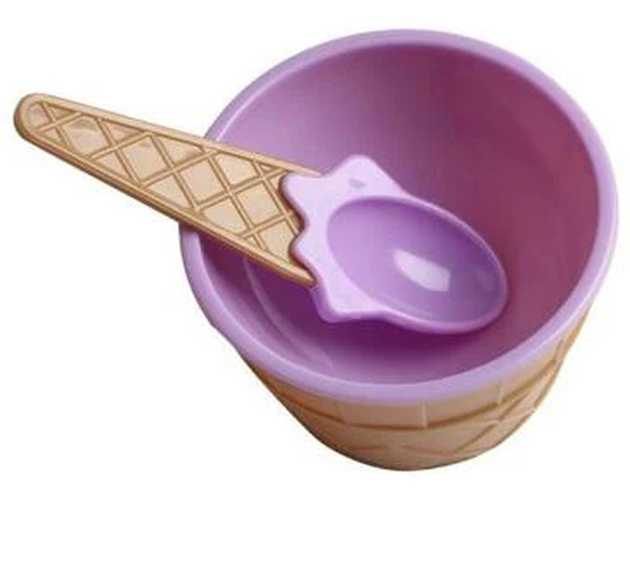 Reusable Ice Cream Cone Shape Bowl and Spoon Kids