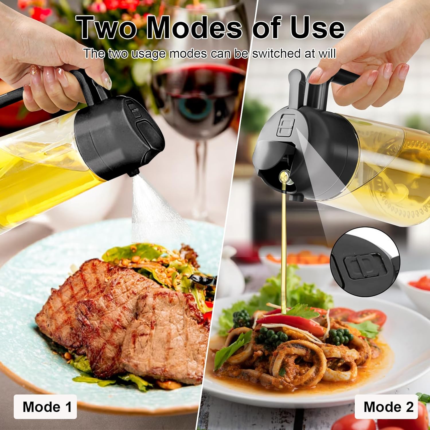 "2-in-1 Olive Oil Dispenser Bottle with Comfortable Handle - Perfect for Cooking and Grilling!"