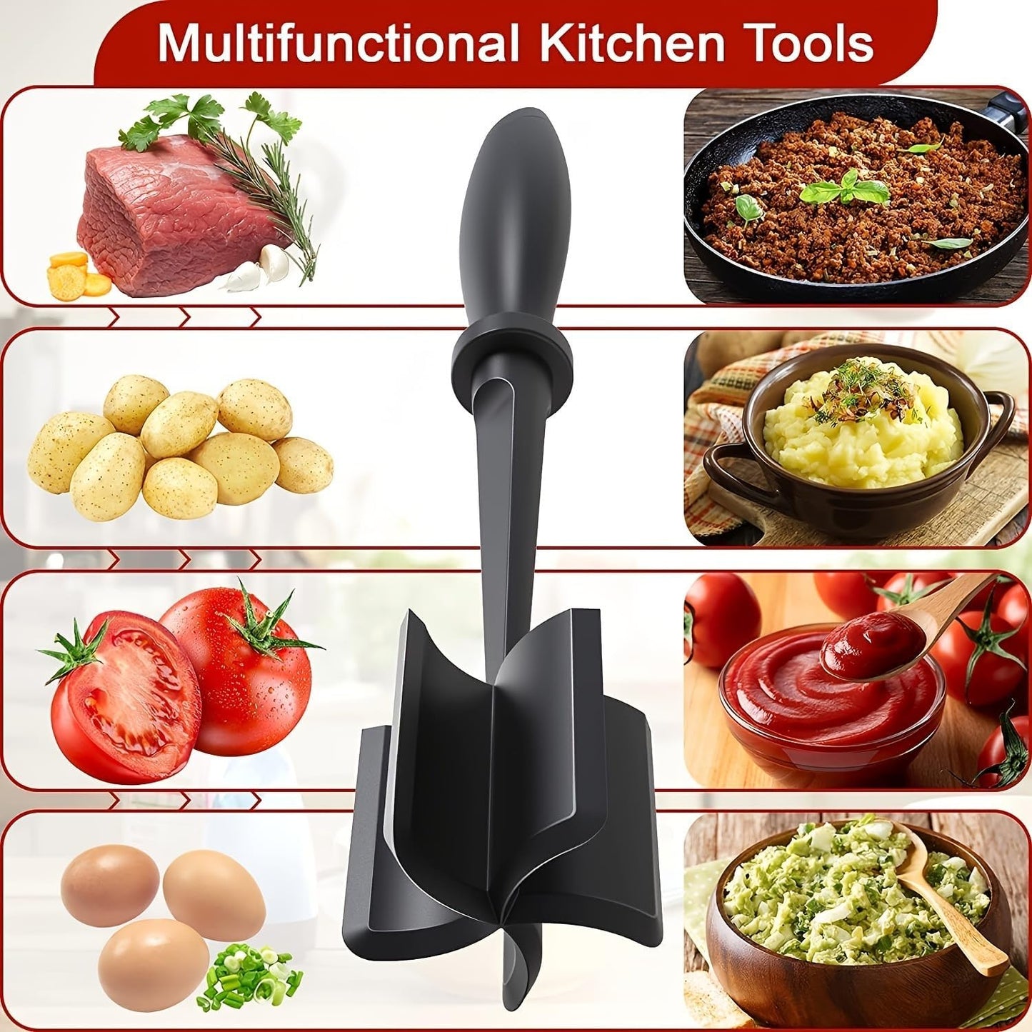 Ultimate Ground Beef Chopper and Smasher Tool - Perfect for Hamburger Making!