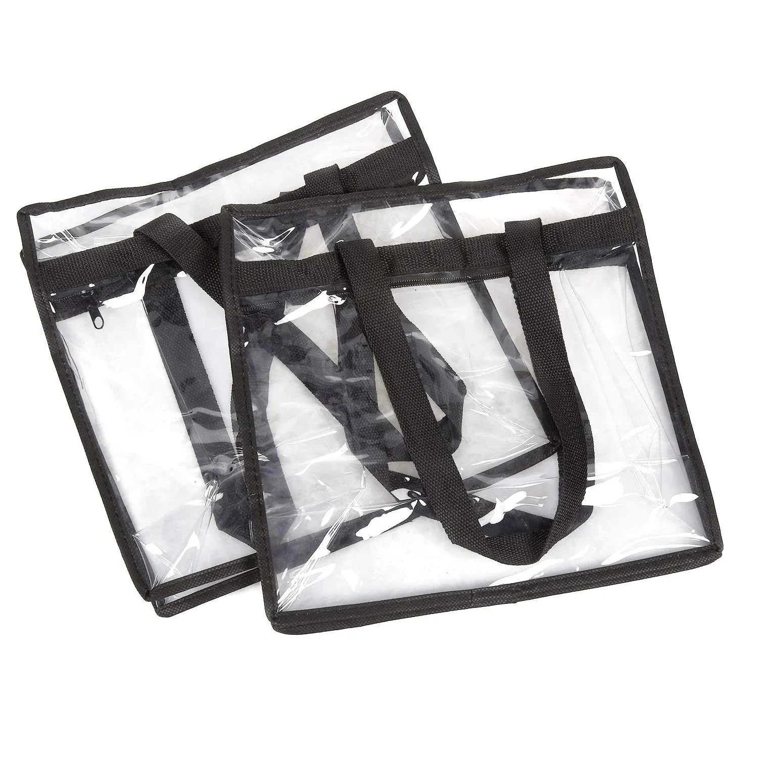 2X Clear PVC Tote Bag Women Large Transparent Handbag Zip Purse Stadium Security