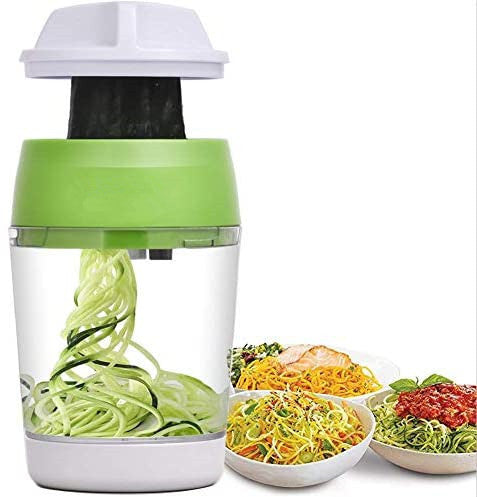 5-in-1 Spiralizer Vegetables Slicer Adjustable Spiral Cutter with Container