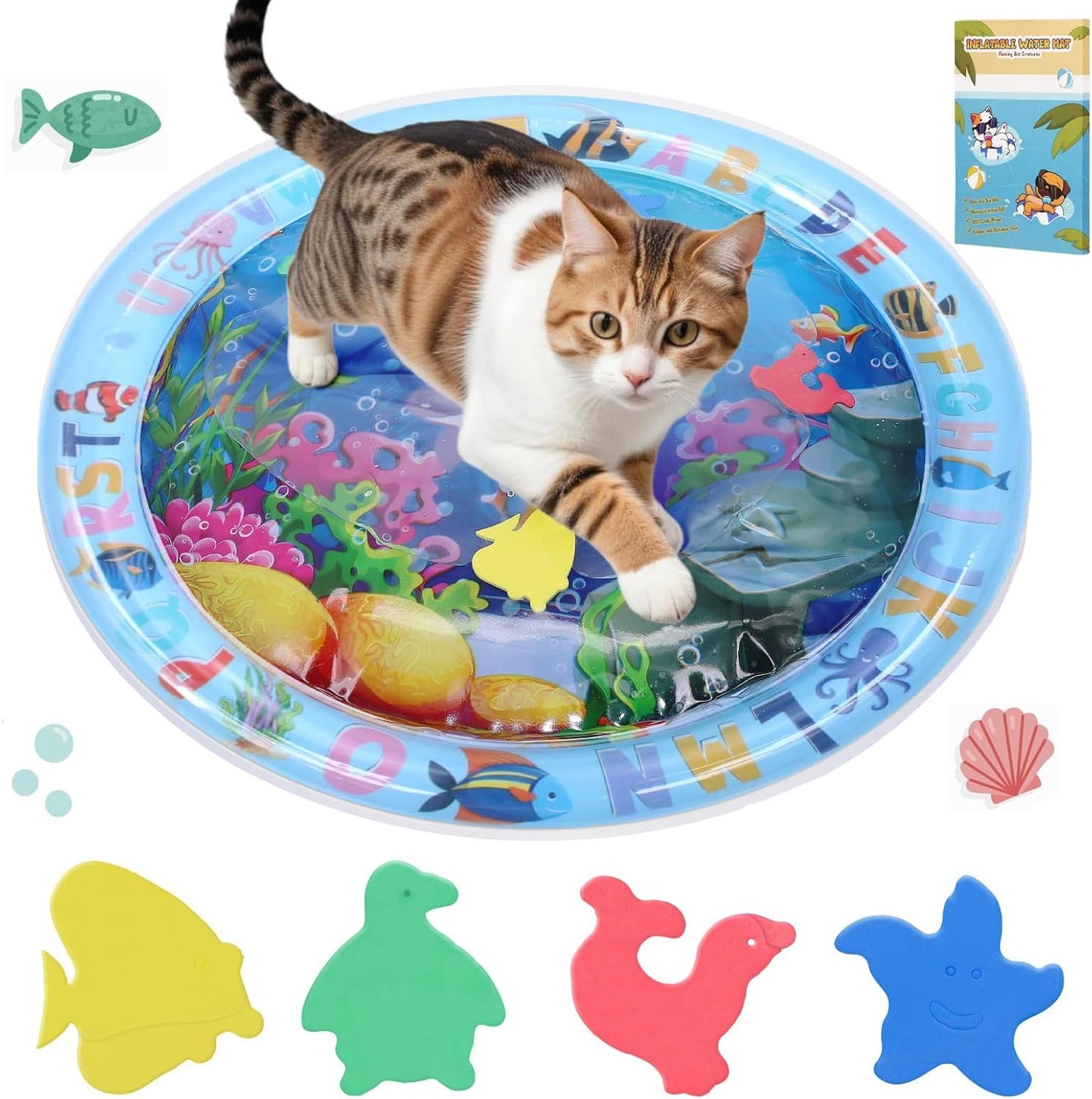 Water Sensory Playmat For Cats, Thickened Upgraded Cat Dog Toys Bored Pet Animals Cat Kicker Toys Self Play Mat Interactive Toys Pet Water Sensory Mat Pad Pet Cooling Mat Indoor Outdoor Exercise