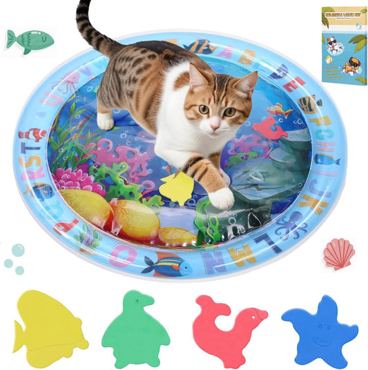 Water Sensory Playmat For Cats, Thickened Upgraded Cat Dog Toys Bored Pet Animals Cat Kicker Toys Self Play Mat Interactive Toys Pet Water Sensory Mat Pad Pet Cooling Mat Indoor Outdoor Exercise