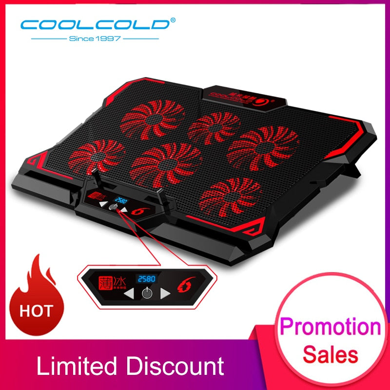Laptop Cooling Pad, Laptop Cooler with 6 Quiet Led Fans for 15.6-17 Inch Laptop Cooling Fan Stand, Portable Ultra Slim USB Powered Gaming Laptop Cooling Pad, Switch Control Fan Speed Function